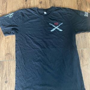 American Apparel Black Graphic Tee with Flag and Crossed Swords